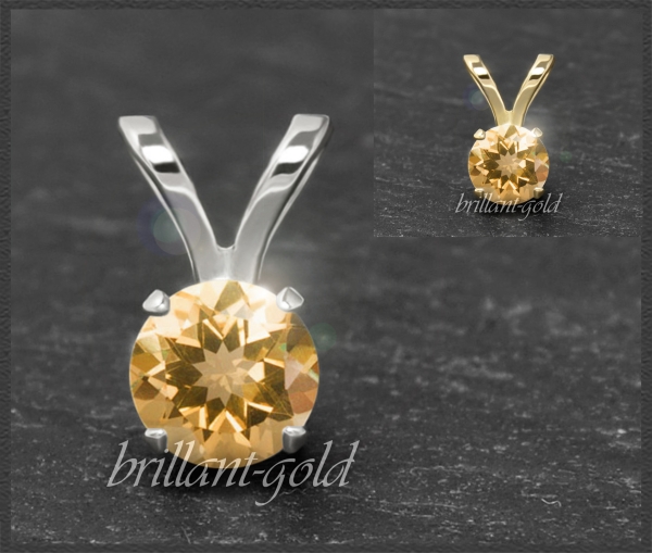 Anhänger 585 Gold Citrin orange, 4,5,6,7mm